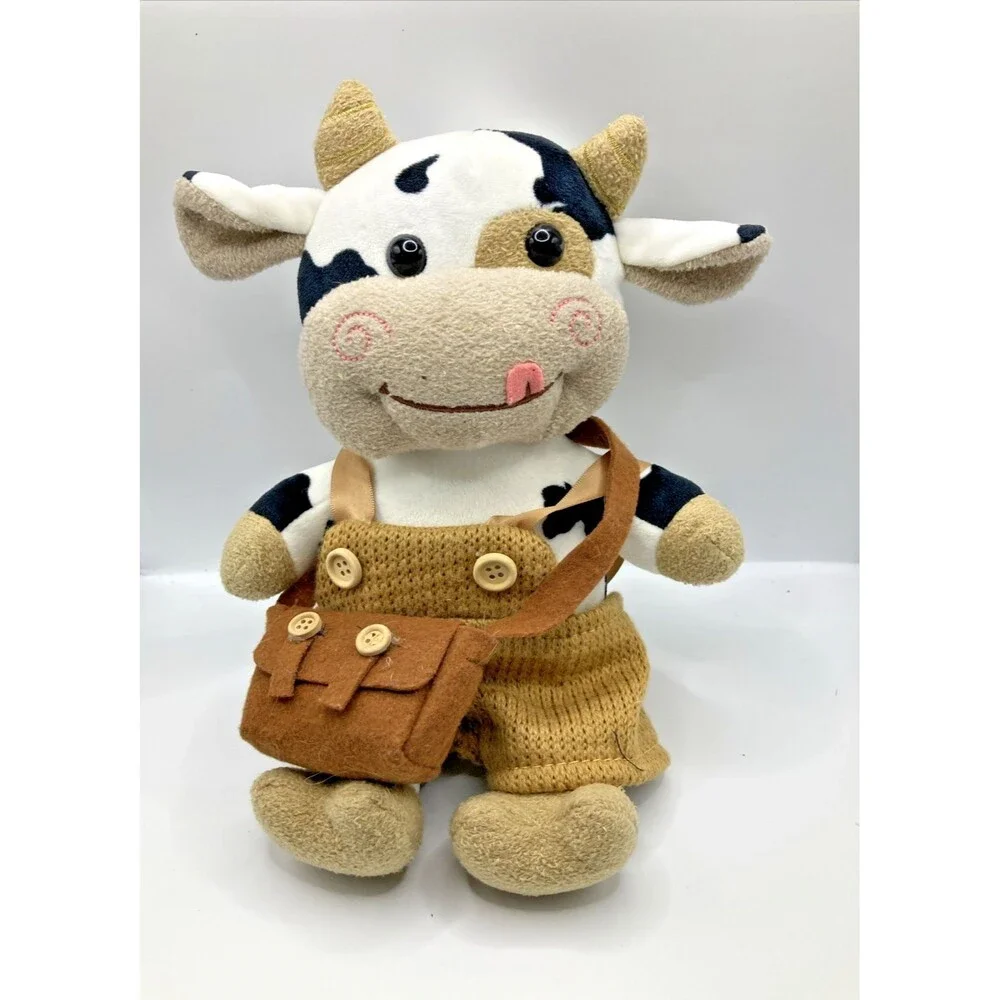 Simulation Cattle Animals Plush Toys Cartoon Milk Cow Plush Doll Cross Body Bag
